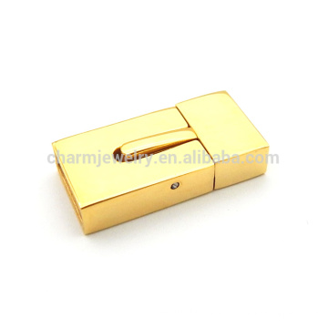 BX112 Wholesale jewelry finding gold color stainless steel magnetic flat clasp for leather bracelet